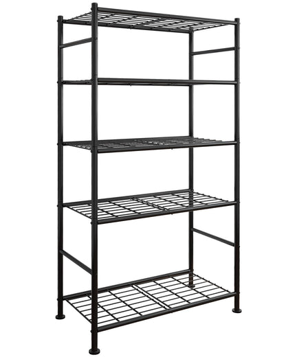 Sakugi 5 Tier Shelf - Heavy Duty Metal Storage Shelves with Adjustable Leveling Feet, Large Capacity Shelving Unit with Multiple Hooks for Kitchen, Pantry, Office (84 x 32 x 183 cm, Black) 🍁 All In One Marketplace Canada