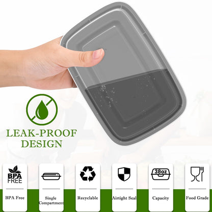 Meal Prep Containers Reusable 38oz - Food Containers with Lids 50 Pack, Disposable to Go Containers, Leakproof Food Prep Containers, Stackable, Takeout, BPA-Free, Microwave/Freezer Safe 🍁 All In One Marketplace Canada