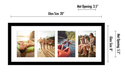 Americanflat 4x6 Collage Picture Frame with Shatter-Resistant Glass - Fits Four 4x6 Photos or Use as One 8x20 Picture Frame - Signature Collection - Collage Frames for Wall Display - Black 🍁 All In One Marketplace Canada