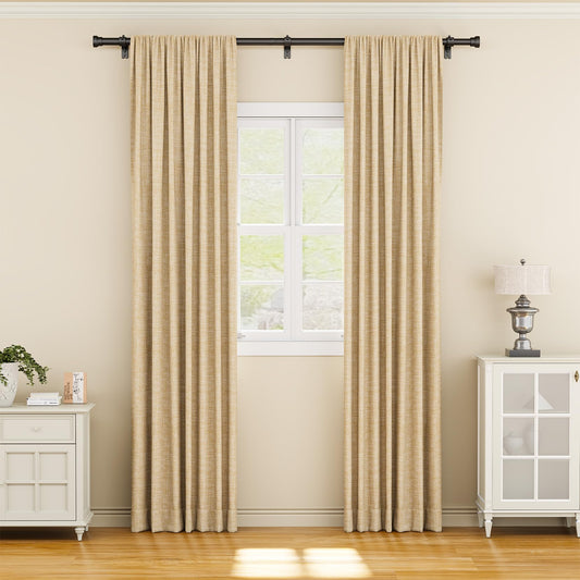 YaFex Curtain Rod 32-84 Inch, Heavy Duty 1 Inch Adjustable Curtain Pole, Black Long Curtains Rods for Window, Modern Design, Easy Installation 🍁 All In One Marketplace Canada