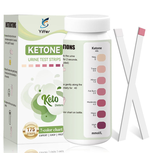 Yiffer Ketone Test Strips (175 Count) - Professional 7-Color Ketone Urine Test for Accurate Ketosis Monitoring, Keto, Low-Carb, Atkins & Paleo Diet Tracker with Easy-Read Results 🍁 All In One Marketplace Canada
