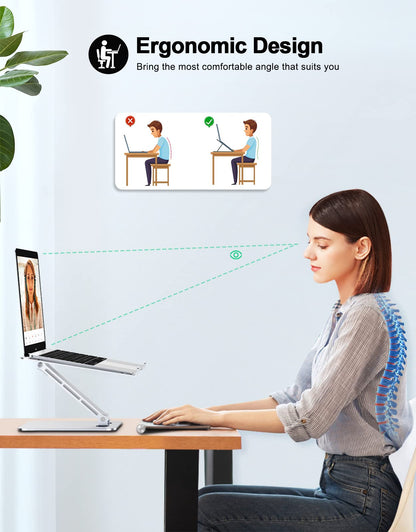 Zewwen Laptop Stand for Desk, Ergonomic Adjustable Foldable Computer Stand with Heat-Vent, Aluminium Alloy Laptop Riser Compatible with MacBook Air, Pro, Dell XPS, Samsung, 10”-16" 🍁 All In One Marketplace Canada