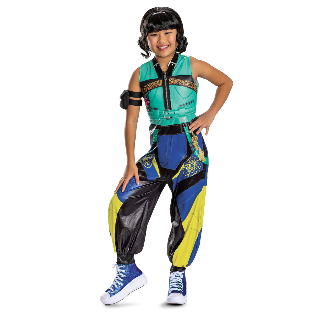 K-Pop Demon Hunters Zoey Costume, Official Halloween Jumpsuit and Arm Accessory Outfit, Kids Size (7-8)