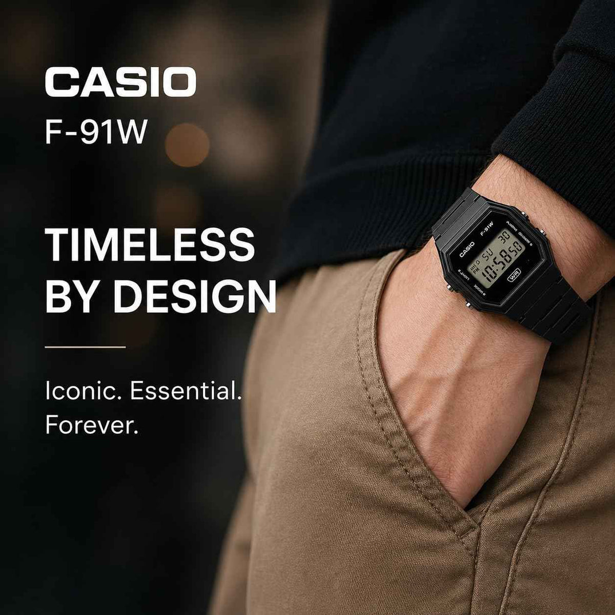 Casio F-91WB Series | Men's Digital Watch | Environmentally Friendly Bio-Based Resin | Alarm | Date Indicator | 7-Year Battery, Black 🍁 All In One Marketplace Canada