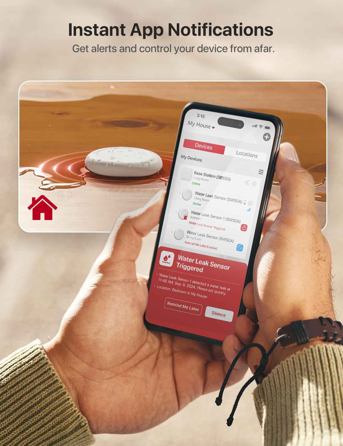 X-Sense Wi-Fi Water Leak Detector Kit, Smart Water Sensor Alarm with App Alerts and Ultra-Slim Design, Water Alarm Leak Detector for Basements, 4 Water Sensors and 1 Base Station, Model SWS0A41 🍁 All In One Marketplace Canada