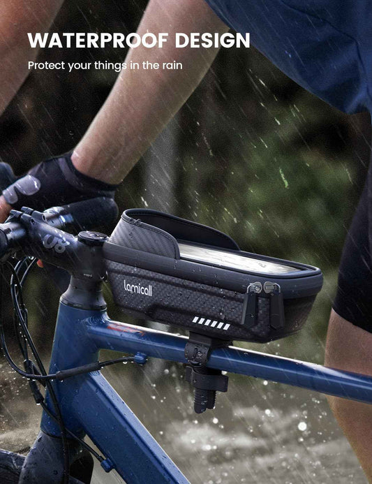 Lamicall Bike Frame Bag Waterproof - [Quick Install & Remove] 1.3L Bike Phone Bag with Sensitive Touch Screen, Bike Phone Holder with Rain Cover, Bicycle Top Tube Bag, Bike Accessories for Phones 4-7" 🍁 All In One Marketplace Canada