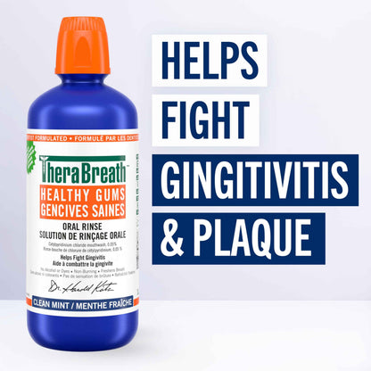 TheraBreath Healthy Gums Oral Rinse, Helps Fight Gingivitis. Alcohol-Free & Dye-Free Mouthwash, Certified Vegan, Halal, Kosher & Gluten-Free, Clean Mint, 1L (Pack of 1) 🍁 All In One Marketplace Canada