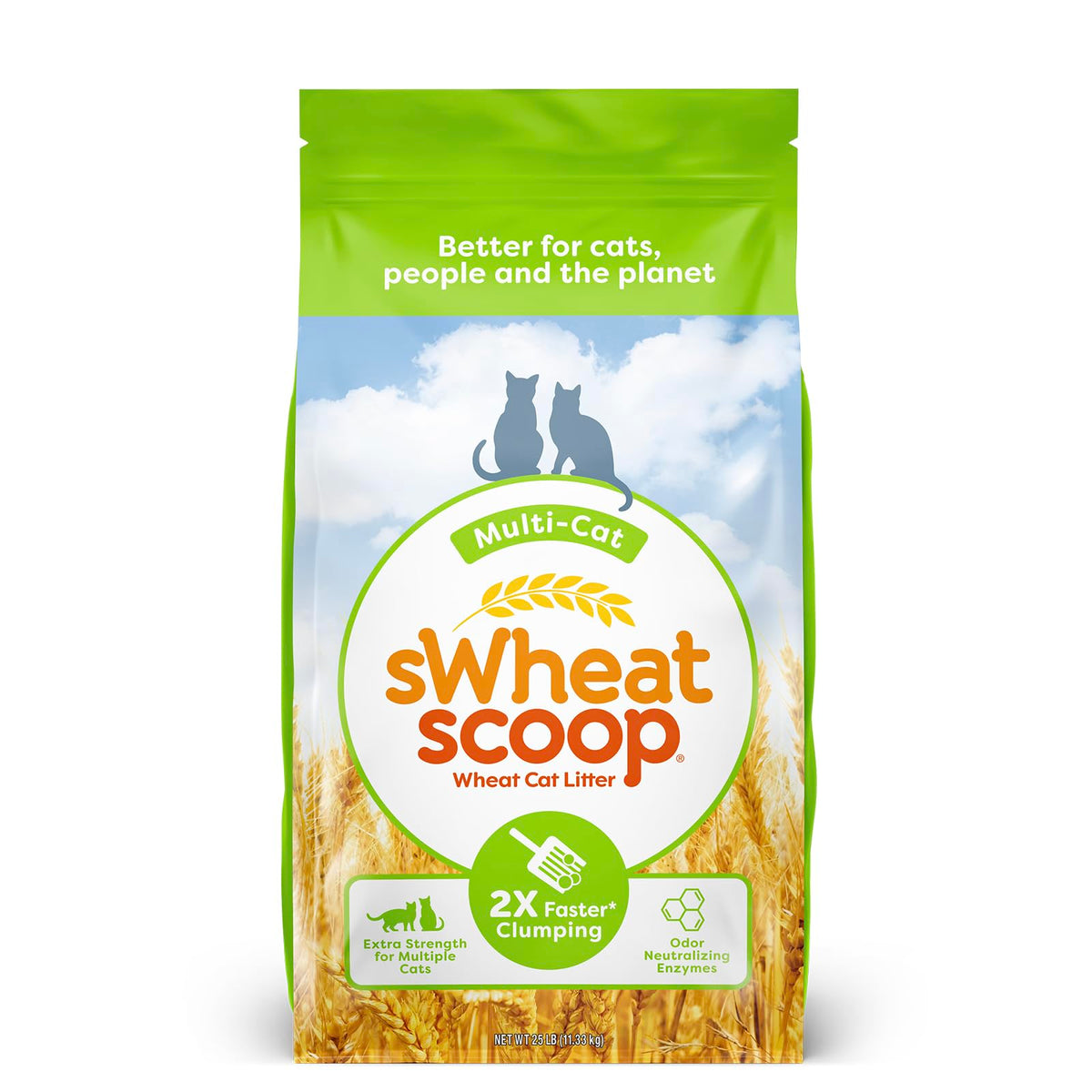 sWheat Scoop Natural Wheat Multi-Cat Litter, Superior Clumping with Odor Neutralizing Enzymes, 25 Pound Bag 🍁 All In One Marketplace Canada