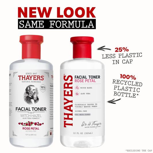 Thayers Witch Hazel Face Toner, With Rose Petal, Aloe Vera, Glycerin, No Alcohol, Glass Skin, Reduces Pores, Smoothes Texture, 8 Hour Hydration, Suitable For All Types From Dry To Oily, Vegan, 355ml 🍁 All In One Marketplace Canada