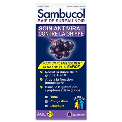 Sambucol Black Elderberry Anti-Viral Flu Care | Quickly Relieves Cold & Flu Symptoms | Immune Support & Antioxidant | Ideal for Families | Syrup, 230 mL, blue 🍁 All In One Marketplace Canada