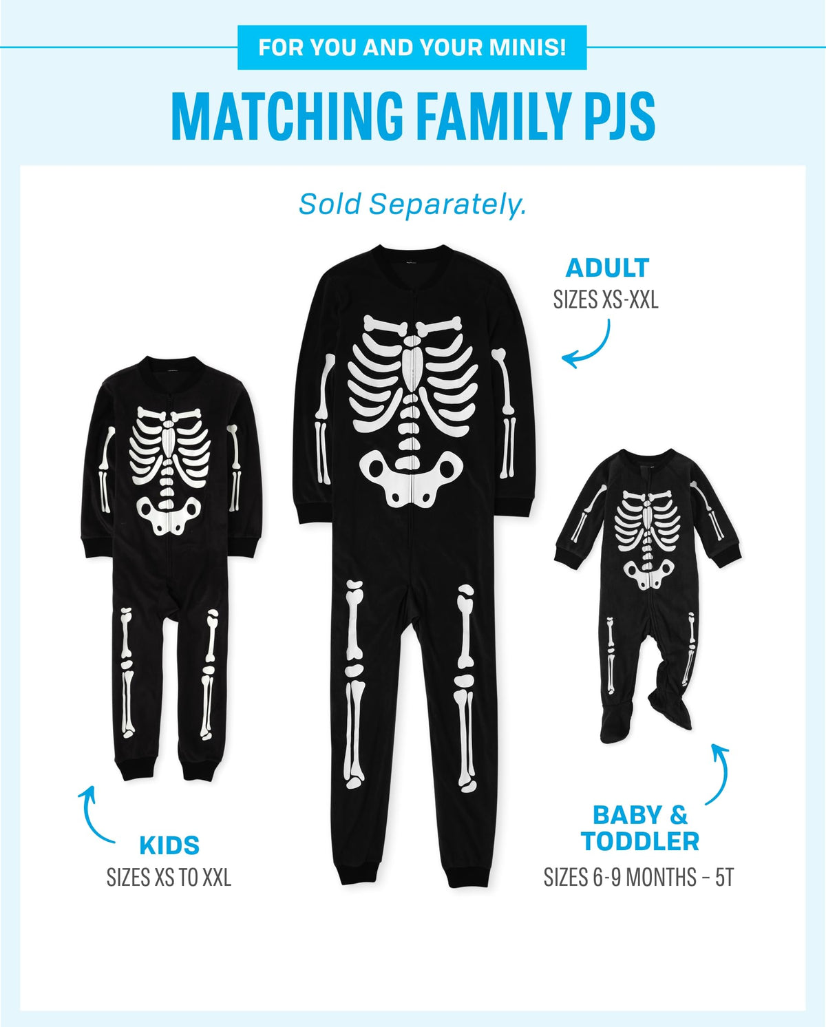 The Children's Place Baby Family Matching, Holiday Pajama Sets, Fleece, Halloween Skeleton, Large
