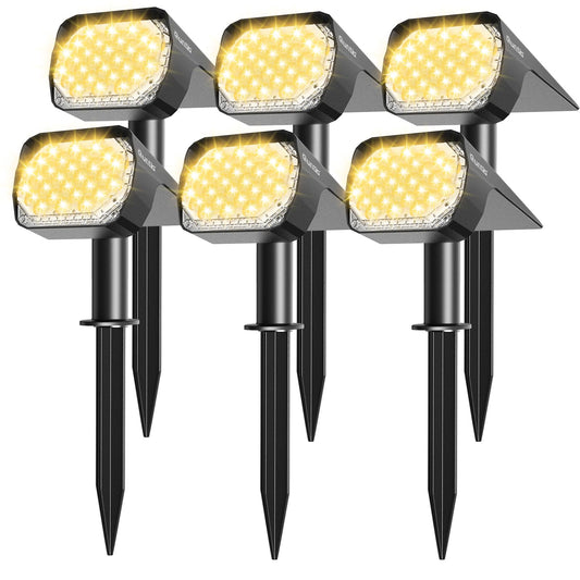 Solar Spot Lights Outdoor 6 Pack, Upgrade Led Outdoor Light Solar & Type C Powered, 3 Lighting Modes Auto ON/Off Yard Landscape Spotlights, Waterproof Garden Wall Light for Walkway Driveway-Warm White 🍁 All In One Marketplace Canada