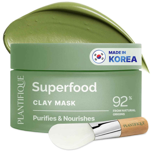 PLANTIFIQUE Clay Mask with Avocado & Superfoods - Korean Face Masks Skincare Products - Dermatologically Tested - Masque Visage Beauté - Gift Idea, 110g / 3.88 fl oz 🍁 All In One Marketplace Canada