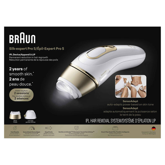 Braun Silk-Expert Pro 5 IPL PL5157 at Home Laser Hair Removal for Women and Men with Premium Pouch, Venus Razor, 2 Heads 🍁 All In One Marketplace Canada