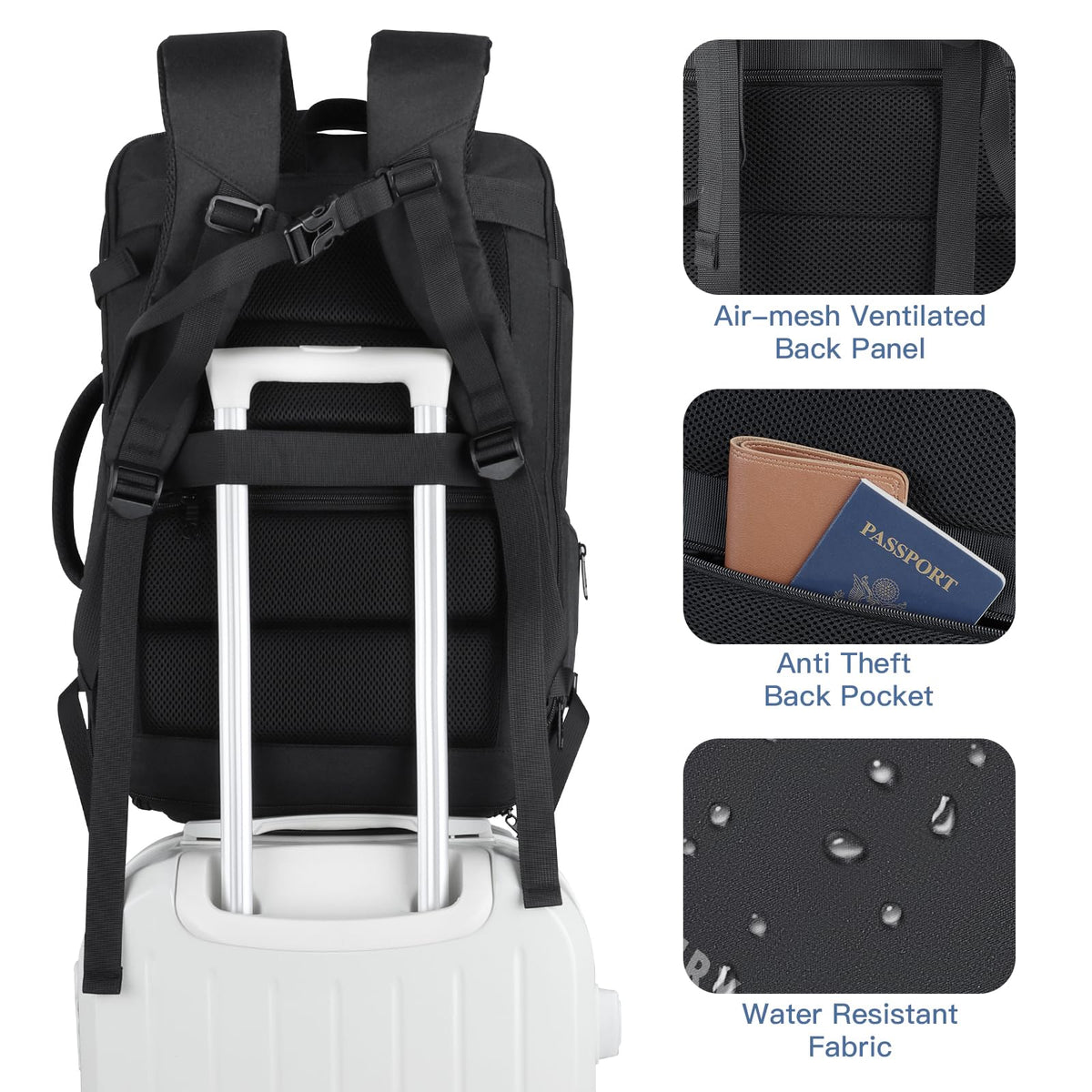 Carry On Backpack, 50L Travel Backpack, Luggage Backpack TSA Flight Approved Laptop Backpack for Men & Women, Large Expandable Backpack 40L Daypack Lightweight Business Weekender Bag, Black 🍁 All In One Marketplace Canada