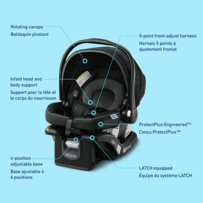 Graco SnugRide 35 Lite LX Infant Car Seat, 1.8-15.8 kg (4-35 lb), Gotham 🍁 All In One Marketplace Canada