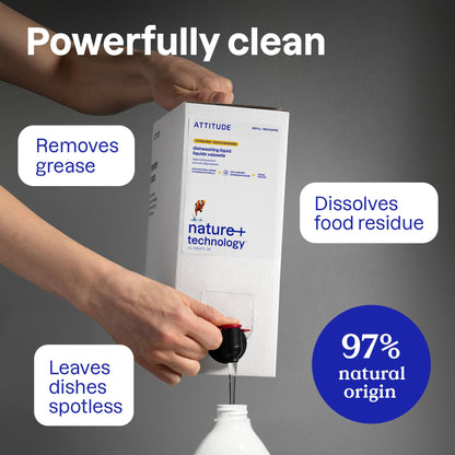 ATTITUDE Dish Soap Refill, EWG Verified, Plant-Based & Vegan Dishwashing Liquid, Naturally Derived, Made in Canada, Green Apple and Basil Scent, 4 Liters 🍁 All In One Marketplace Canada
