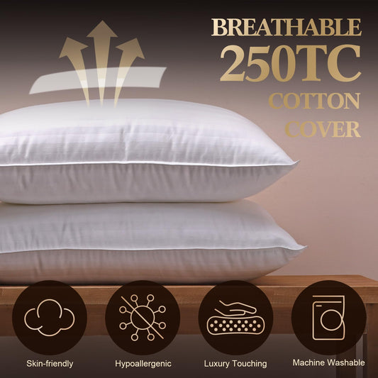SHERWOOD Pillows Standard Size 2 Pack Hotel Pillow with Cotton Cover and Down Alternative Fiber Fill Bed Pillow for Sleeping (White, Standard 20x26 inch) 🍁 All In One Marketplace Canada