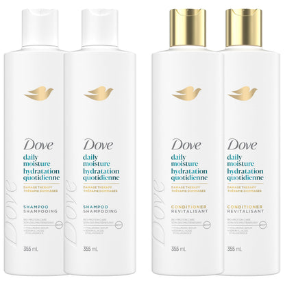 Dove Daily Moisture Damage Therapy Shampoo & Conditioner, 355mL, 4-Pack 🍁 All In One Marketplace Canada