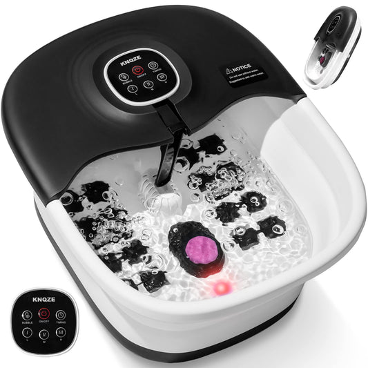 Collapsible Foot Spa Bath with Heat, Remote Control, Temperature Control, Bubbles, Pumice Stone, Red Light, Timer, 16 Massage Roller Pedicure Foot Spa Tub Foot Soaker for Soothe & Relax Tired Feet 🍁 All In One Marketplace Canada