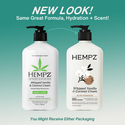 Hempz Whipped Vanilla & Coconut Cream Body & Hand Lotion, Vegan Formula, for Men or Women, 17 oz. 🍁 All In One Marketplace Canada