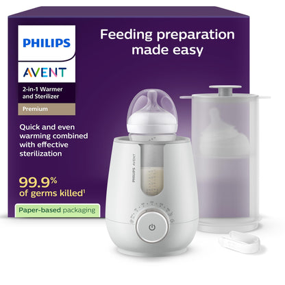 Philips Avent Premium 2-in-1 Warmer & Sterilizer - with Hospital-Standard Water Bath Technology, Smart Temperature Sensor, Hotspots Prevention, Chemical-Free Sterilization, with Tongs, Model SCF359/20 🍁 All In One Marketplace Canada
