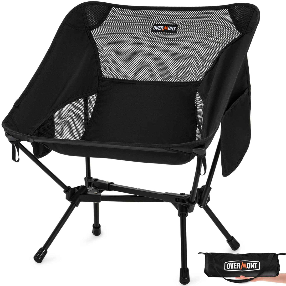 Overmont Lightweight Folding Camping Chair - Compact Backpacking Chair with Anti-Slip Feet Side Pocket Carry Bag - Stable Portable Ultralight for Outdoor Hiking Lawn Camp, Supports 330LBS, 1pack 🍁 All In One Marketplace Canada