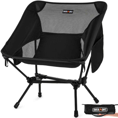 Overmont Lightweight Folding Camping Chair - Compact Backpacking Chair with Anti-Slip Feet Side Pocket Carry Bag - Stable Portable Ultralight for Outdoor Hiking Lawn Camp, Supports 330LBS, 1pack 🍁 All In One Marketplace Canada