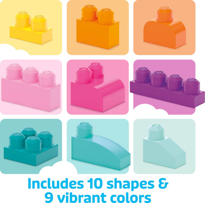 MEGA BLOKS First Builders Toddler Blocks Toys Set, Big Building Bag Collection with 80 Pieces and Storage, Pink, Ages 1+ Years 🍁 All In One Marketplace Canada