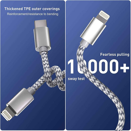 iPhone Charger [Apple MFi Certified] USB C to Lightning Cable 3Pack 6 FT iPhone Fast Charger Type C to Lightning Cable Nylon Braided iPhone Cord for iPhone 13 12 11 Pro Max Xr Xs 8 7 6 Plus and More 🍁 All In One Marketplace Canada