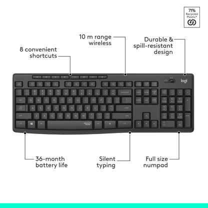 Logitech MK295 Mouse & Keyboard Combo with SilentTouch Technology, Full Numpad, Advanced Optical Tracking, Lag-Free, 90% Less Noise - Graphite 🍁 All In One Marketplace Canada