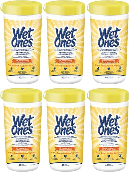 Wet Ones Antibacterial CitrusScent Hand Wipes| Travel | Hand Sanitizer Wipes, Travel Essentials, 40‑Count Canisters, Pack of 6 🍁 All In One Marketplace Canada