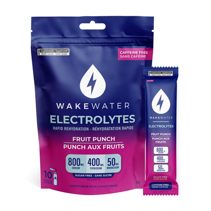 Wake Water Sugar Free Electrolyte Packets, Hydration Powder, Keto & Paleo Friendly Electrolyte Drink Mix, Fasting Hydration Packs, Travel Essentials, Pack of 10 (6g Each) (6 g (Pack of 10), Fruit Punch) 🍁 All In One Marketplace Canada