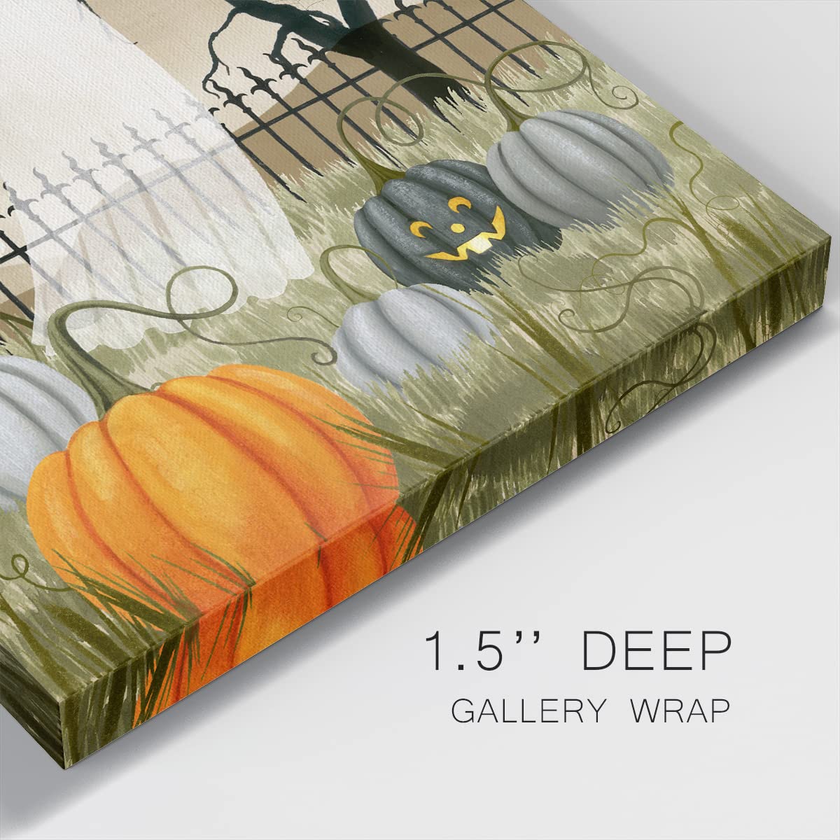 Renditions Gallery Modern Canvas Wall Art Pictures for Office Decorations Halloween Hunted Pumpkin Patch Premium Wall Hanging Wooden Artwork for Livingroom Kitchen Paintings - 16"X16" LT508