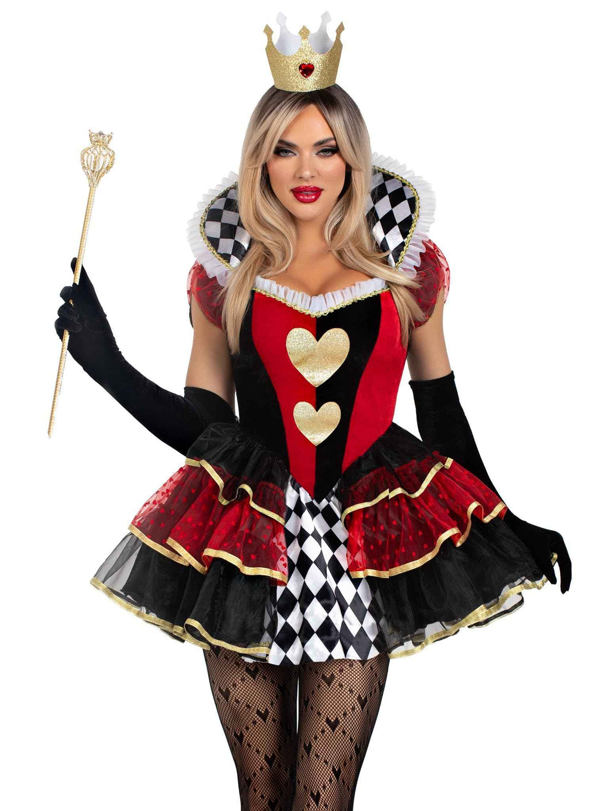 Leg Avenue Womens 2 Pc Queen of Hearts Halloween Costume for Women, Multicolor, Small