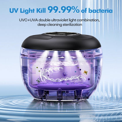 Upgraded Ultrasonic Retainer Cleaner Machine, 45kHz Ultrasonic Dentures Cleaner for Night Guards, Braces, Aligner, Toothbrush, Jewelry and More, 200ML Capacity, Black1 🍁 All In One Marketplace Canada