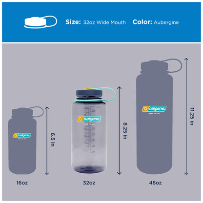 Nalgene Sustain Tritan BPA-Free Water Bottle Made with Material Derived from 50% Plastic Waste, 32 OZ, Wide Mouth, Aubergine 🍁 All In One Marketplace Canada