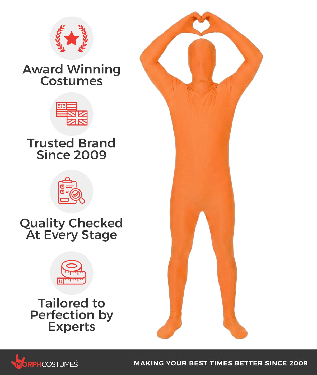 Morphsuits, Orange Morphsuit, Halloween Costume, Medium
