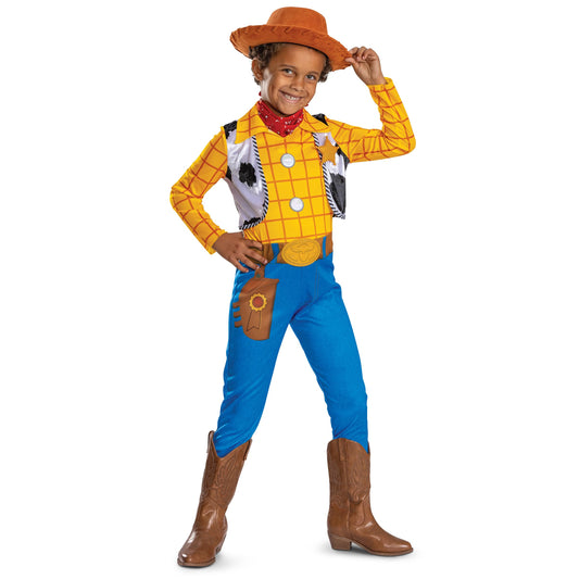 Disney Toy Story Deluxe Woody Costume, Official Boys Halloween Dress Up Outfit, Size (4-6)