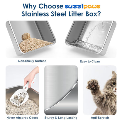 Suzzipaws XL Enclosed Stainless Steel Cat Litter Box for Big Cats 🍁 All In One Marketplace Canada