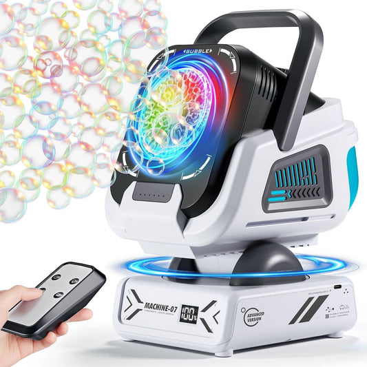 Upgraded Bubble Machine with Remote Control, Automatic Rotation & RGB Lights, 1800mAh Rechargeable, Type-C Charge, Bubble Maker for Kids, Weddings, Birthday Parties, Outdoor Activities 🍁 All In One Marketplace Canada