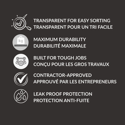 Maximum Heavy Duty Garbage Bags, 42-Gallon, 3 Mil, Clear Garbage Bags Extra Large, Tear Resistant, Industrial Strength, 32 Counts, Made In Canada 🍁 All In One Marketplace Canada