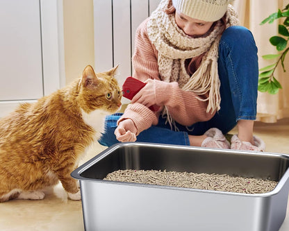 ZuHucpts Stainless Steel Cat Litter Box, Large Metal Litter Pan for Cats (20" Lx14 Wx6 H) 🍁 All In One Marketplace Canada