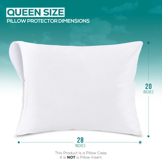 Utopia Bedding Set of 4 Waterproof Pillow Protectors with Zipper Queen Size (White), Ultra Soft Pillow Covers, Bed Bug and Dust Mite Proof Pillow Encasements, Moisture Wicking Pillow Cases 🍁 All In One Marketplace Canada