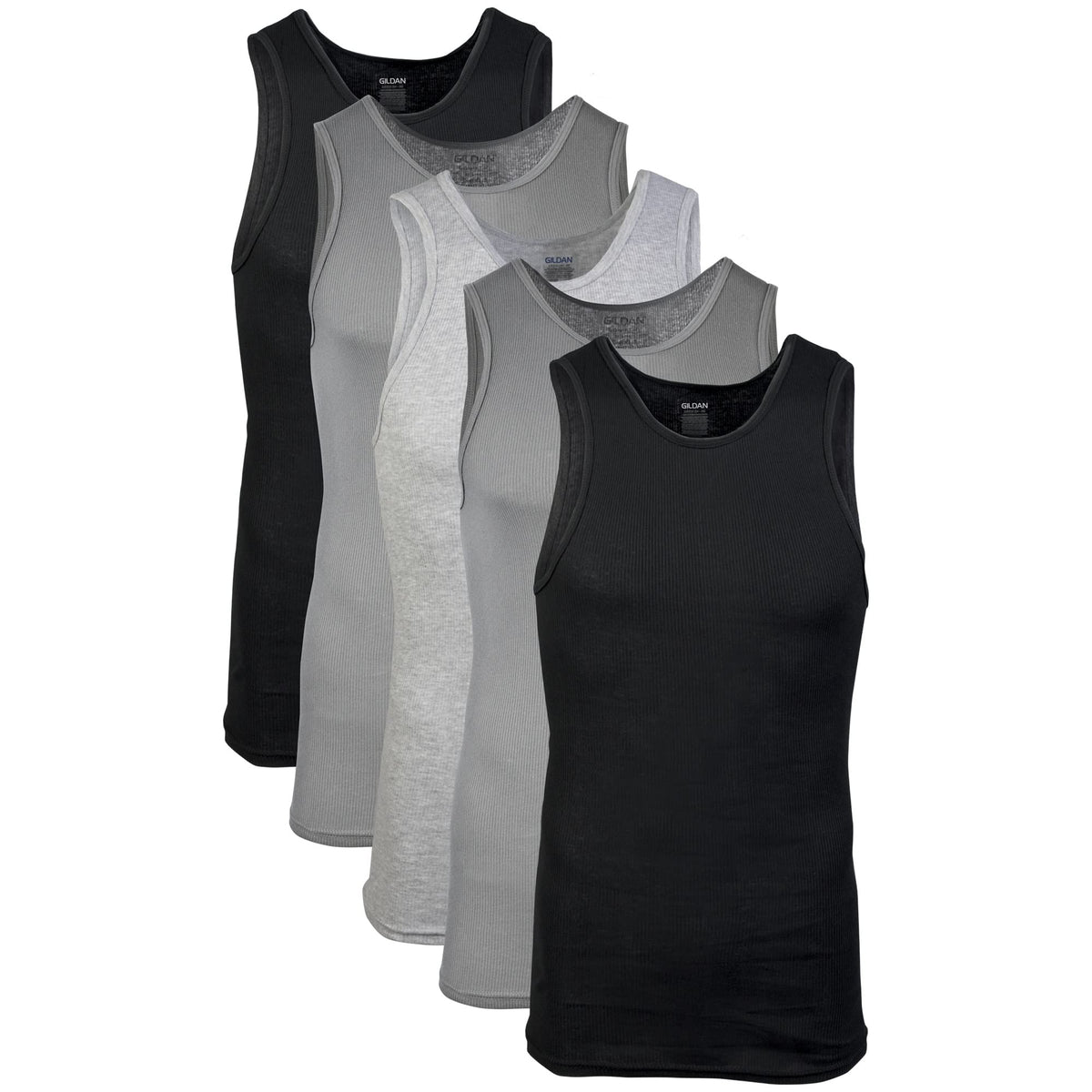 Gildan Men's A-Shirts Tanks Multipack, Black/Sport Grey/Charcoal (5-Pack), X-Large 🍁 All In One Marketplace Canada