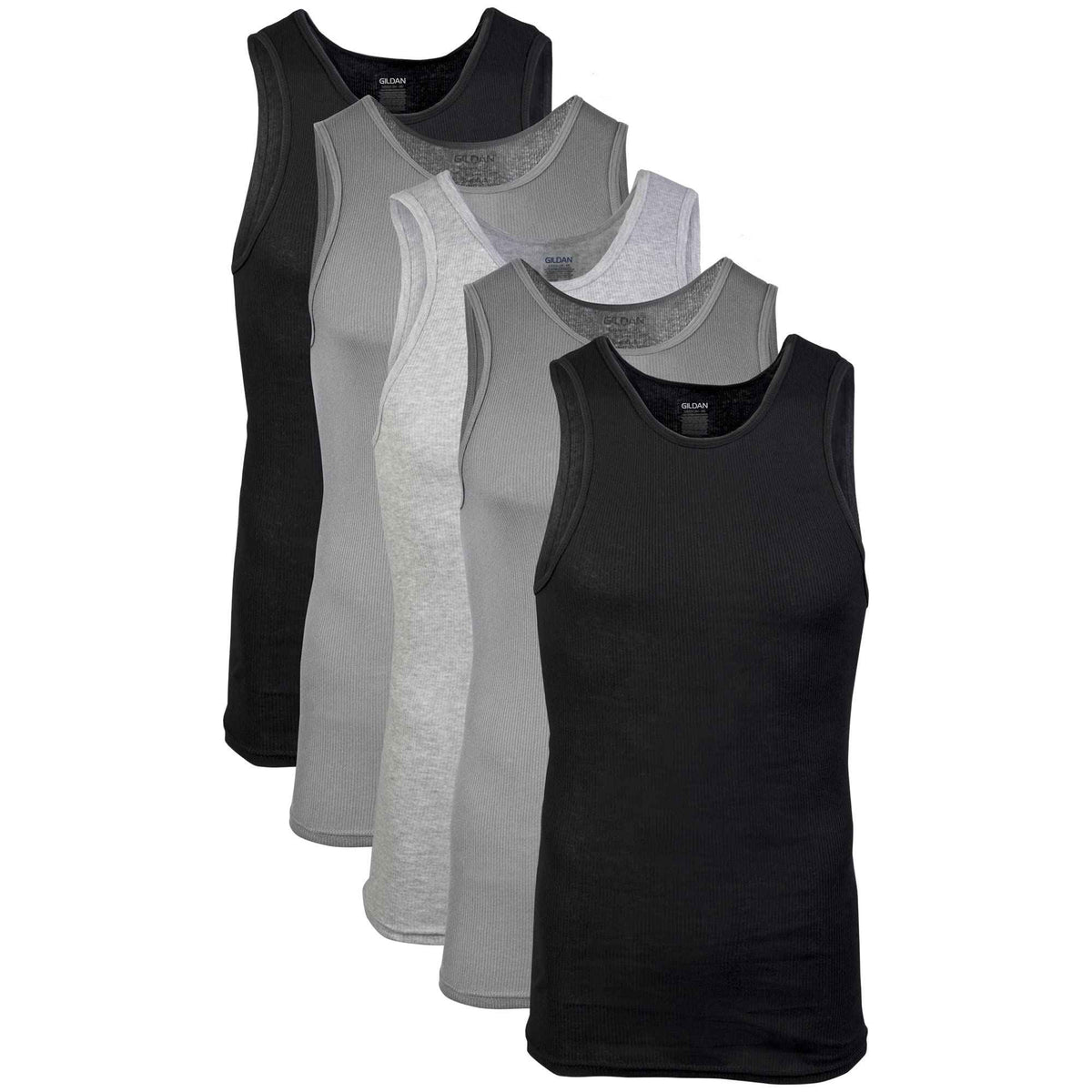 Gildan Men's A-Shirts Tanks Multipack, Grey/Black (5 Pack), XX-Large 🍁 All In One Marketplace Canada