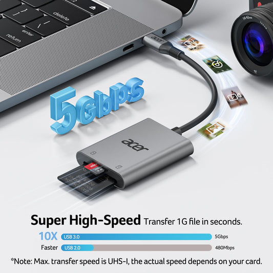 Acer USB C SD Card Reader, Sturdy Micro SD Card Adapter (Durable Nylon, No Block), High-Speed Type C Camera Memory Card Reader Compatible with MacBook Neo(A18 Pro), iPhone 16, Galaxy, USB-C Tablet 🍁 All In One Marketplace Canada