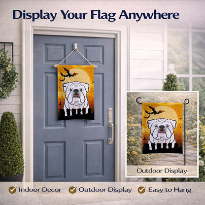 Caroline's Treasures BB1778GF Halloween White English Bulldog Flag Garden Size, Small, Multicolor