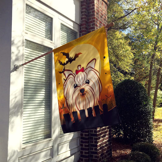 Caroline's Treasures BB1762CHF Halloween Yorkie Yorkishire Terrier Canvas House Size Flag, Multicolor, Large