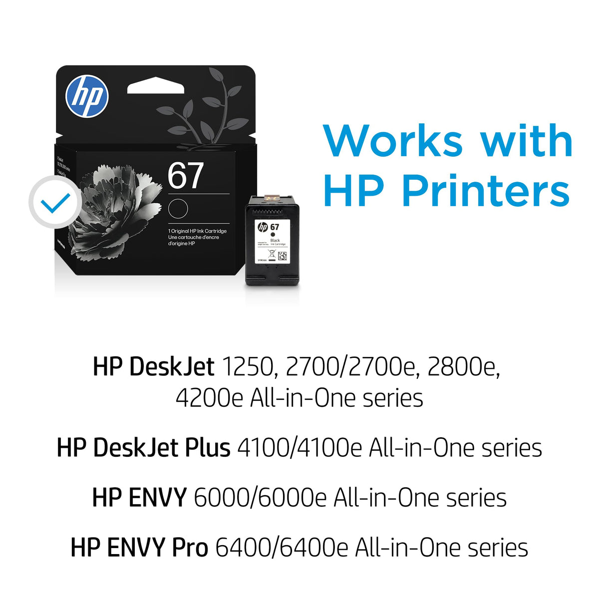 Original HP 67 Black Ink Cartridge | Works with HP DeskJet 1255, 2700, 4100 Series, HP Envy 6000, 6400 Series | Eligible for Instant Ink | 3YM56AN 🍁 All In One Marketplace Canada